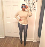 Plus Faux Leather Leggings with Slit