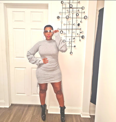 Ruched Sleeve Dress