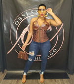 Brown Vegan Leather Corset Top