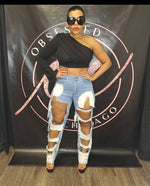 Distressed Cloud Denim Jeans
