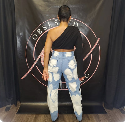 Distressed Cloud Denim Jeans