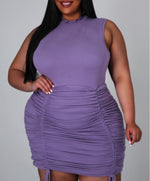 Purple Drawstring Plus Dress